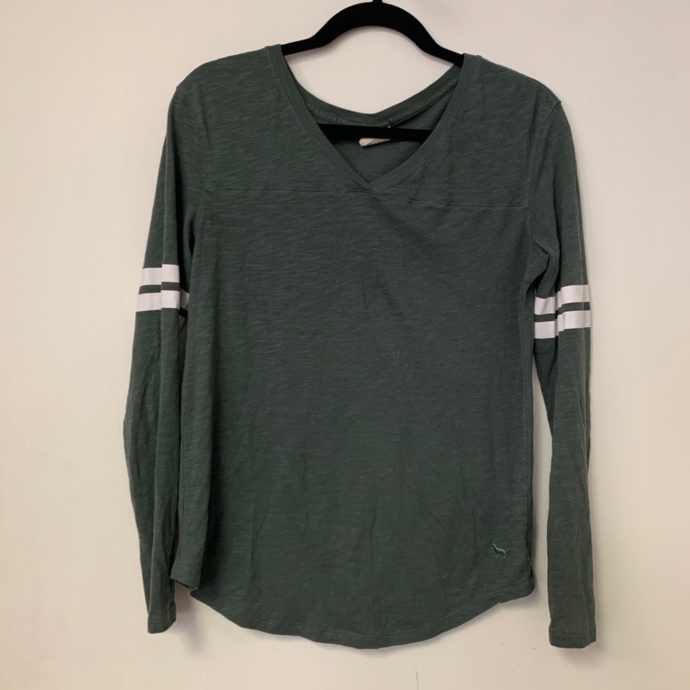 Victoria’s Secret Pink! Green Relaxed Baseball Tee